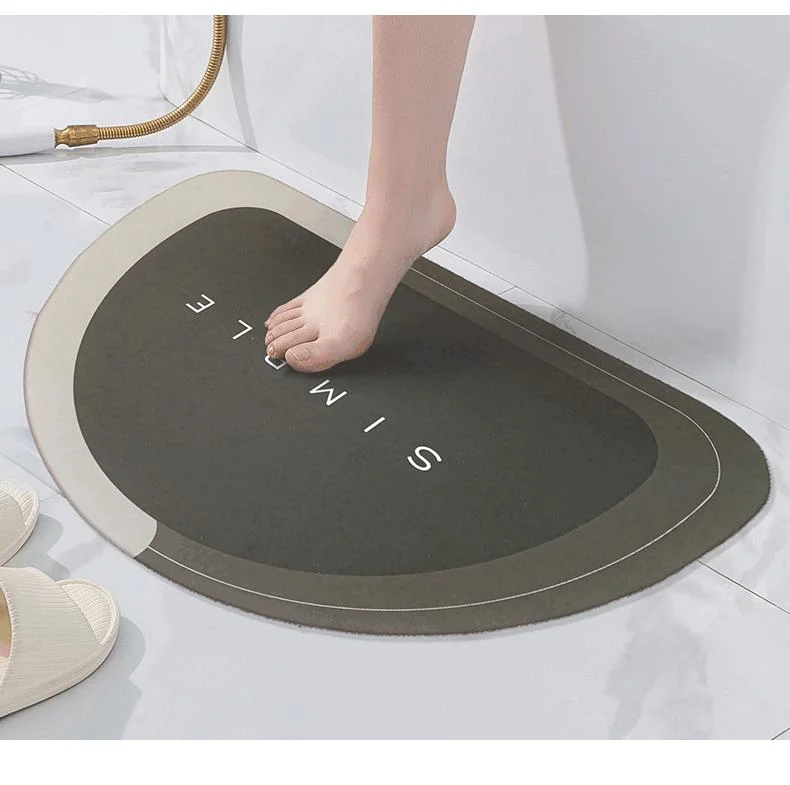 Oval Washable Anti-Slip for Tub Bathroom Rugs Mat Water Absorption Rubber Floor Mat Bath Mat