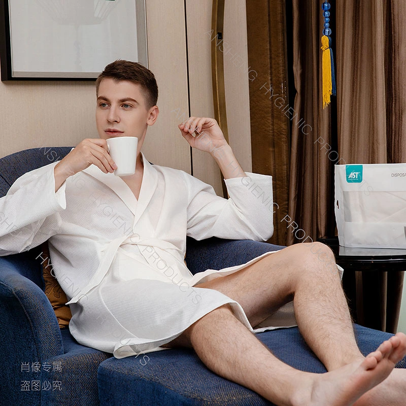 Disposable Men&prime;s Multi-Style Bathrobe Non-Woven Fabric Sleepwear