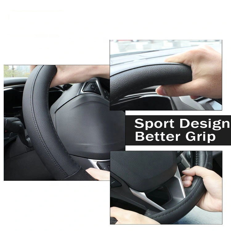 Leather Auto Car Steering Wheel Cover Black