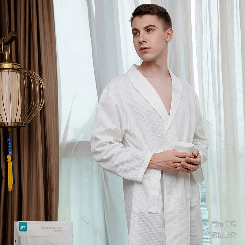 Disposable Multi-Style Pearl Embossed Non-Woven Fabric Bathrobe