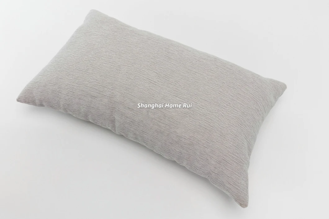 Home Bed Sofa Deco Grey Rectangle Chenille Backrest Throw Pillow Case Toss Cushion Cover