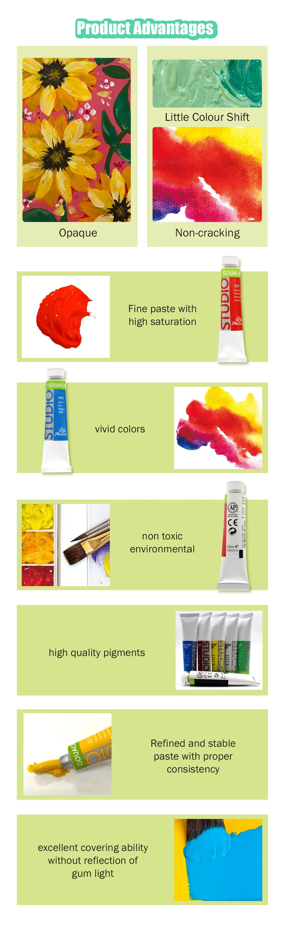 Advertising Paint 6X22ml Gouache Product Promotion Ifts Decoration