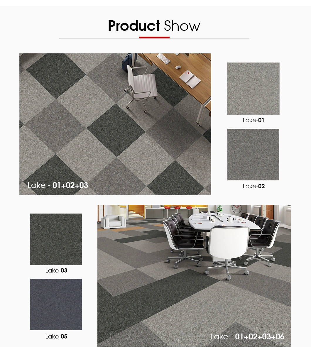 Lkhy Made in China Low Price Good Quality Nylon Plain Color PVC Backing Carpet Tiles Commercial Hotel Home Floor Carpet Modern Office Carpet Mat