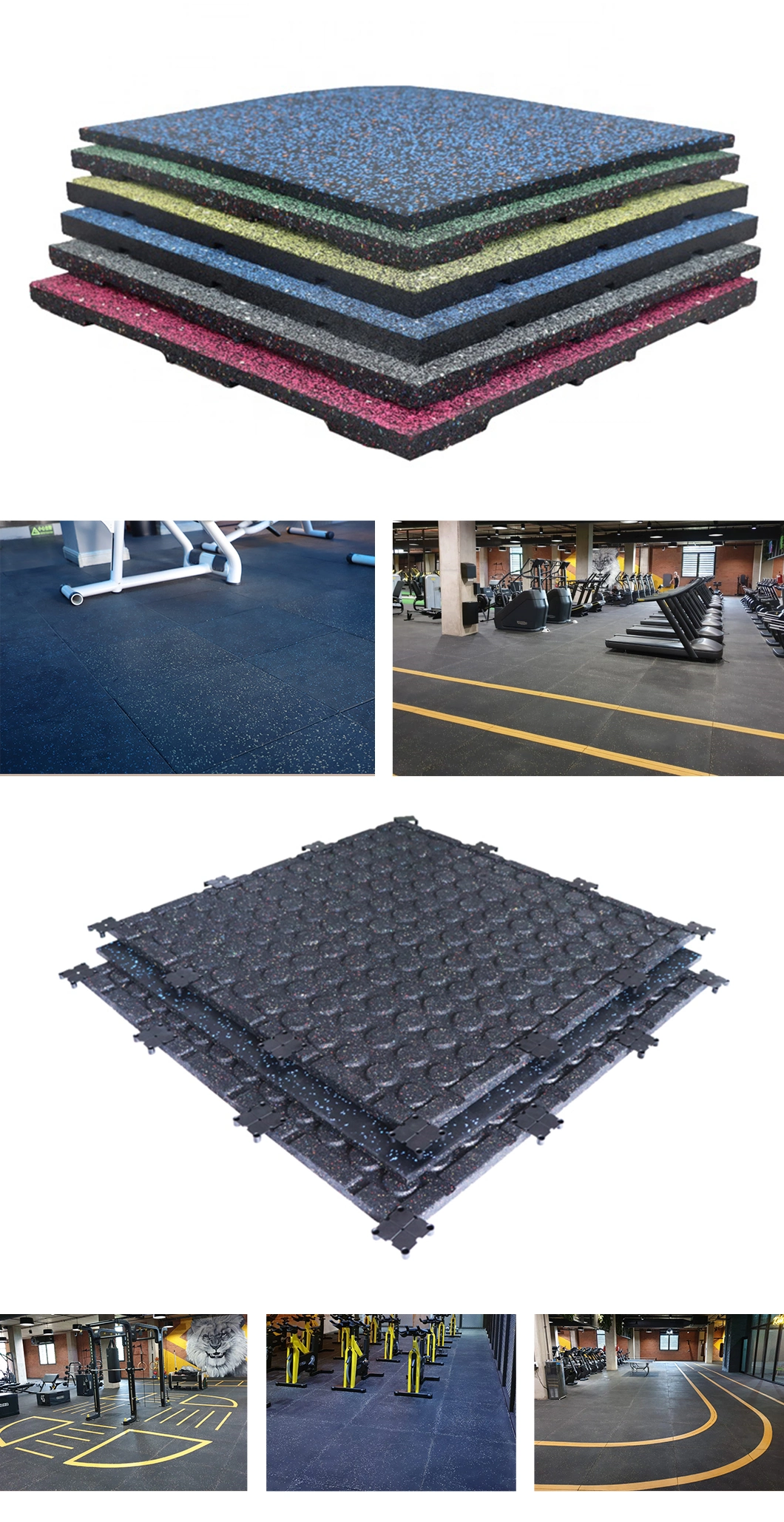 China Pisos De Caucho Recycled Playground Puzzle Yoga Interlocking Foam EPDM Fitness Crossfit Rubber Gym All Rubber Carpet Tiles Roll Floor Mats for Playground