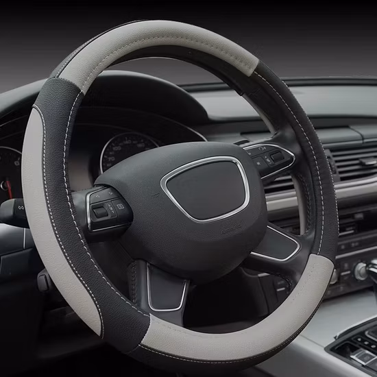 Leather Auto Car Steering Wheel Cover Beige