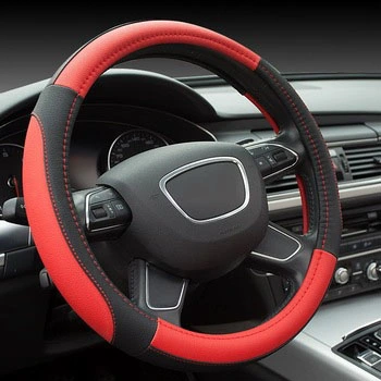 Leather Auto Car Steering Wheel Cover Red