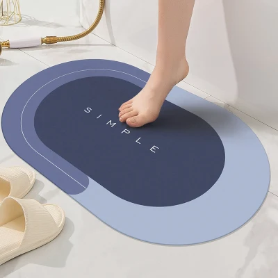 Oval Washable Anti-Slip for Tub Bathroom Rugs Mat Water Absorption Rubber Floor Mat Bath Mat